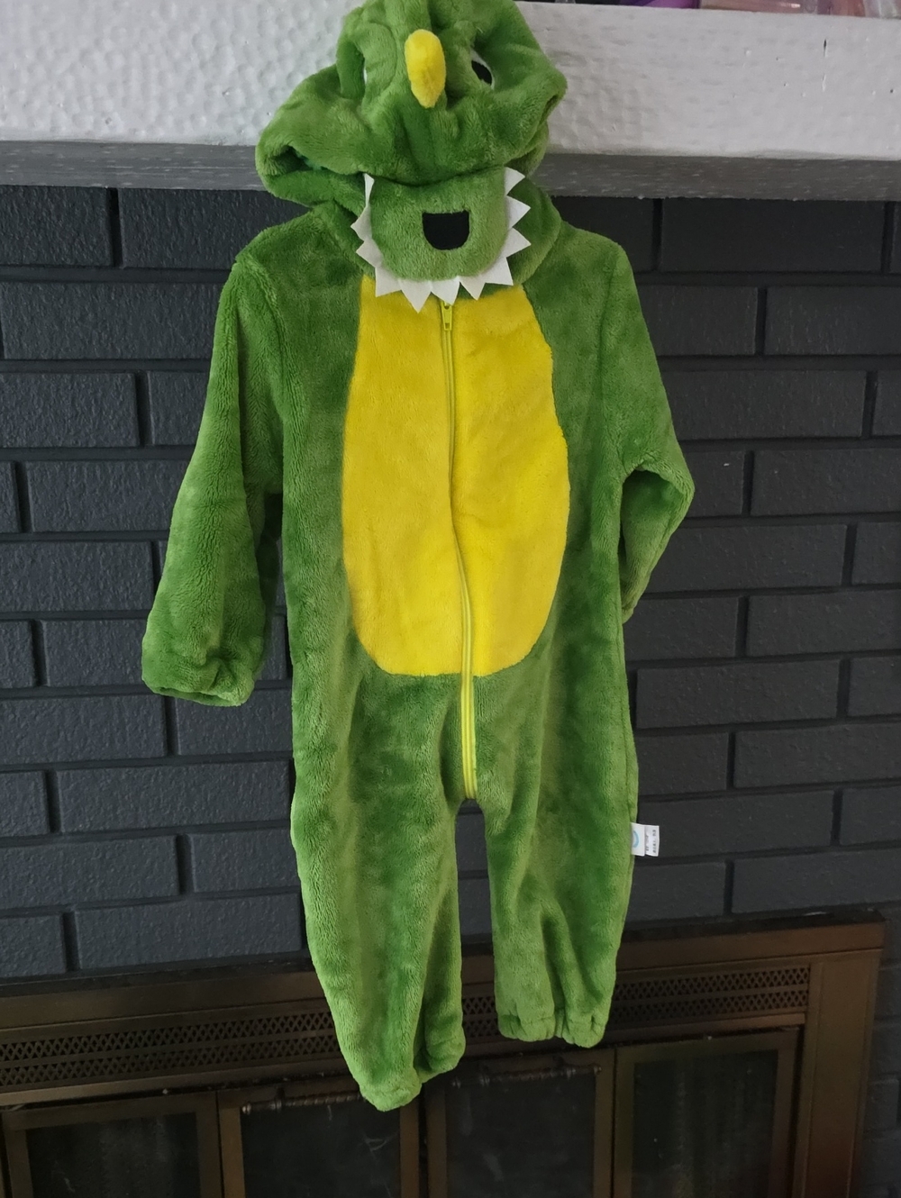 Green & Yellow Plush Dinosaur Kids Costume - Hooded One-Piece 6-12 Months 73/48